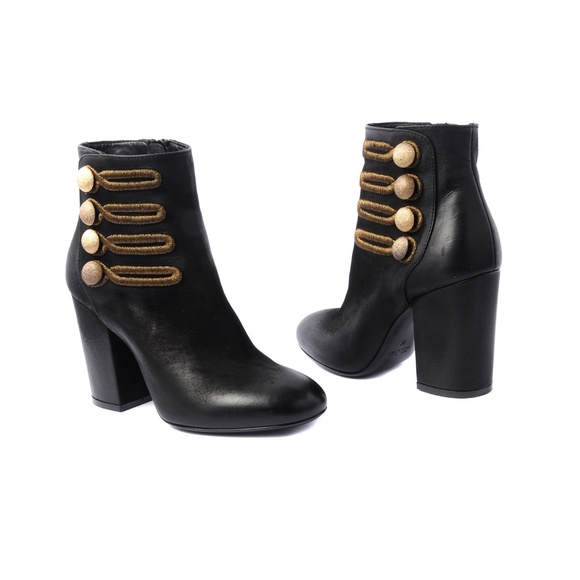 Black Ankle boot Gold Embroidery NEW! - Picture 4 of 6